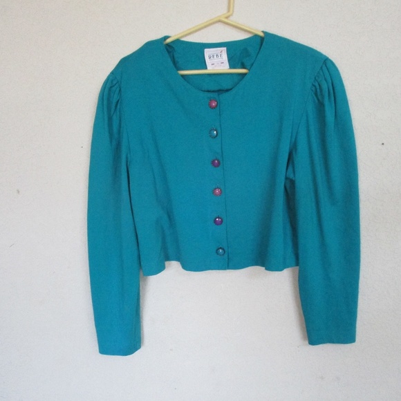 REBE Crop Light Jacket Summer Turquoise Size 16 - Picture 1 of 4